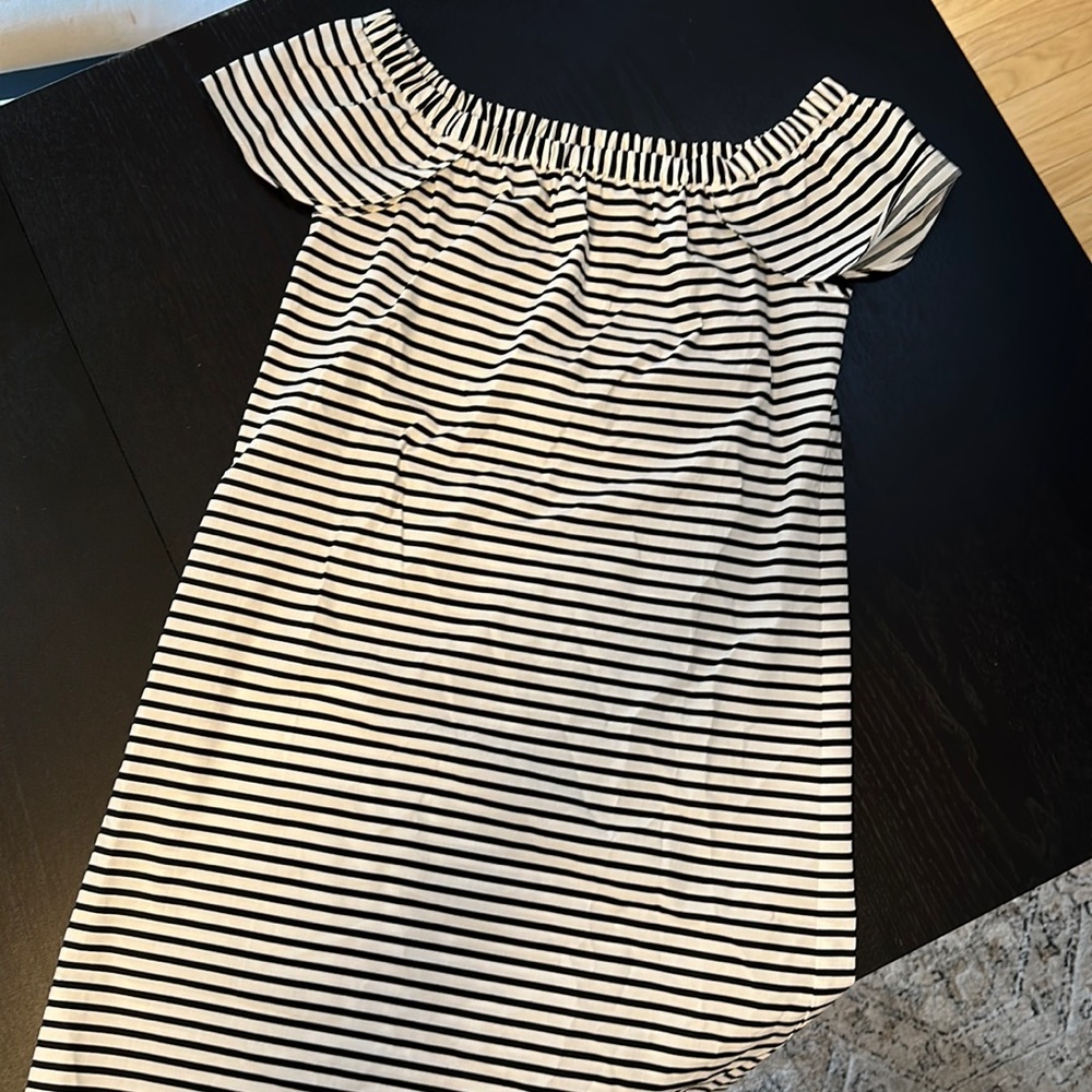 JCrew size XS, 100% cotton navy striped dress